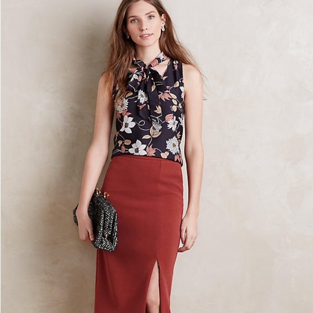 Maeve By Anthropologie Petal Silk Tie Neck Sleeveless Blouse Size 14
